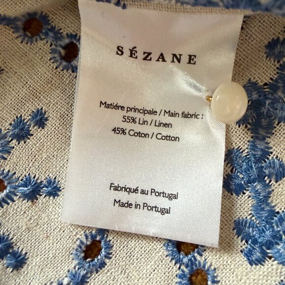 Sezane South Blouse Ecru Bleu - Size 38 - Picture 7 of 7